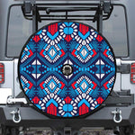 Blue And Red Aztec Pattern Print Tire Cover With Camera Hole