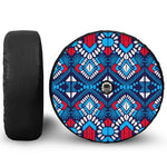 Blue And Red Aztec Pattern Print Tire Cover With Camera Hole