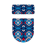 Blue And Red Aztec Pattern Print Toilet Lid And Tank Cover Set