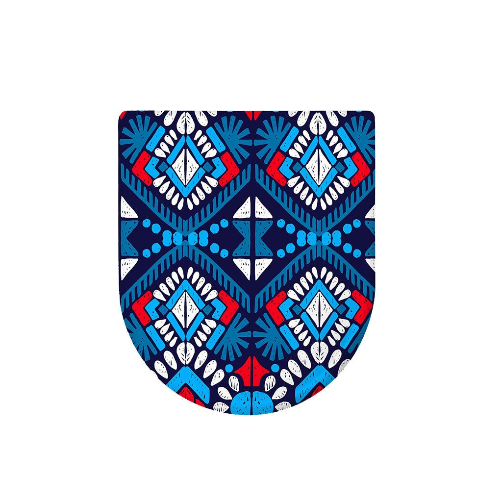Blue And Red Aztec Pattern Print Toilet Lid Cover