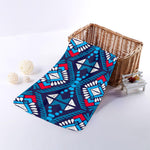 Blue And Red Aztec Pattern Print Towel