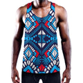 Blue And Red Aztec Pattern Print Men's Workout Tank Top