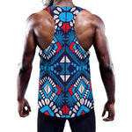 Blue And Red Aztec Pattern Print Training Tank Top