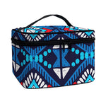 Blue And Red Aztec Pattern Print Travel Makeup Bag
