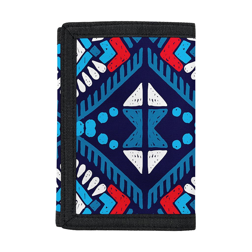Blue And Red Aztec Pattern Print Trifold Wallet