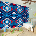 Blue And Red Aztec Pattern Print Wall Sticker