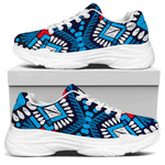 Blue And Red Aztec Pattern Print White Chunky Shoes