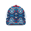 Blue And Red Aztec Pattern Print White Mesh Trucker Hat