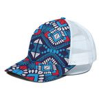 Blue And Red Aztec Pattern Print White Mesh Trucker Cap