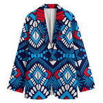 Blue And Red Aztec Pattern Print Women's Blazer