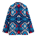 Blue And Red Aztec Pattern Print Women's Blazer