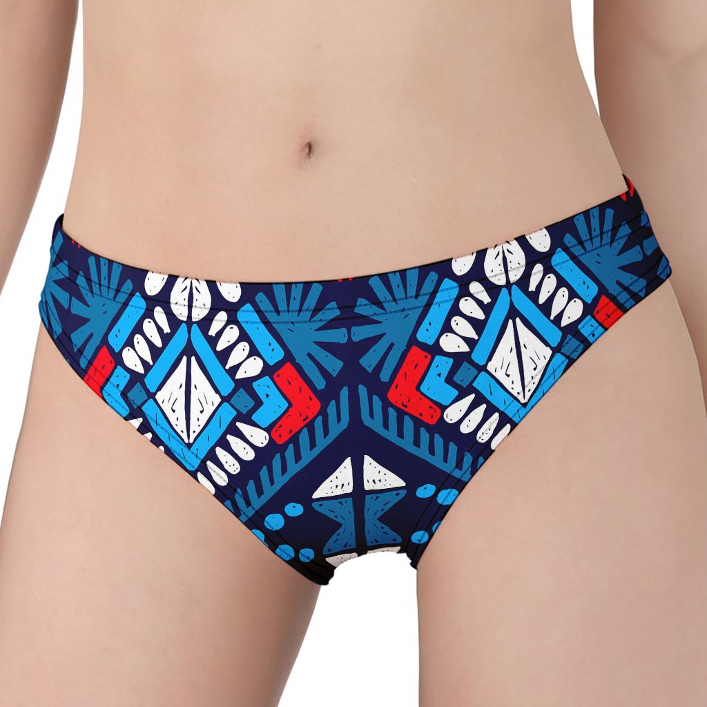 Blue And Red Aztec Pattern Print Women's Panties