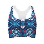 Blue And Red Aztec Pattern Print Women's Sports Bra