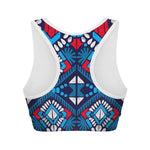 Blue And Red Aztec Pattern Print Women's Sports Bra