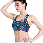 Blue And Red Aztec Pattern Print Women's Sports Bra