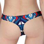 Blue And Red Aztec Pattern Print Women's Thong