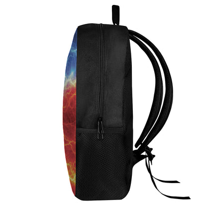 Blue And Red Lightning Print 17 Inch Backpack