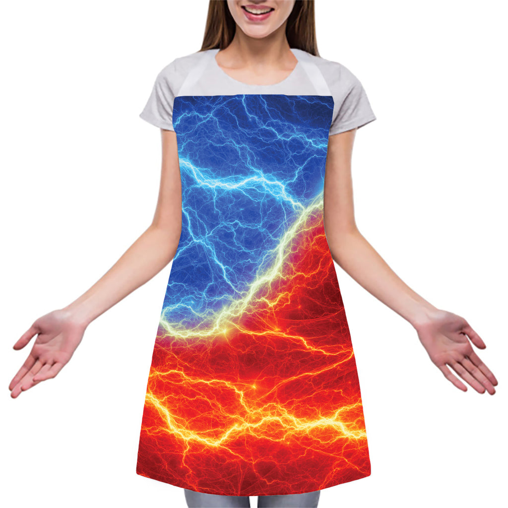 Blue And Red Lightning Print Adjustable Apron
