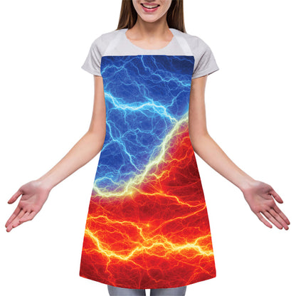 Blue And Red Lightning Print Adjustable Apron