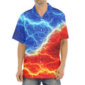 Blue And Red Lightning Print Aloha Shirt