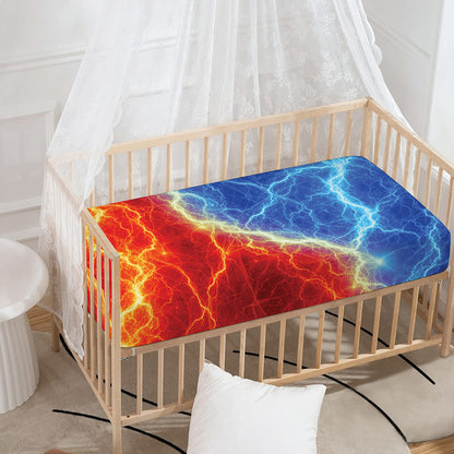Blue And Red Lightning Print Baby Crib Sheet