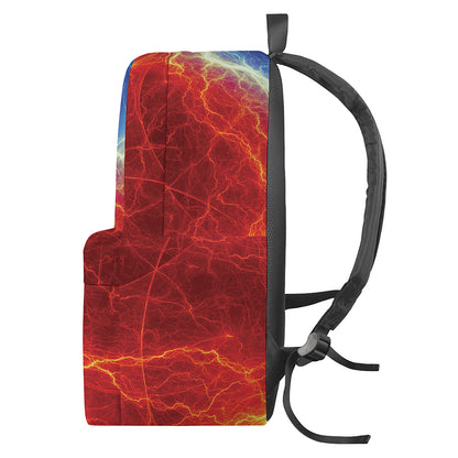Blue And Red Lightning Print Backpack