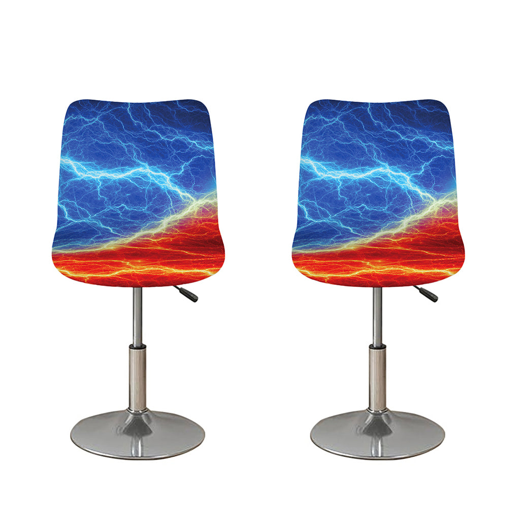 Blue And Red Lightning Print Bar Stool Covers
