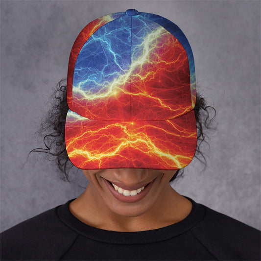 Blue And Red Lightning Print Baseball Cap