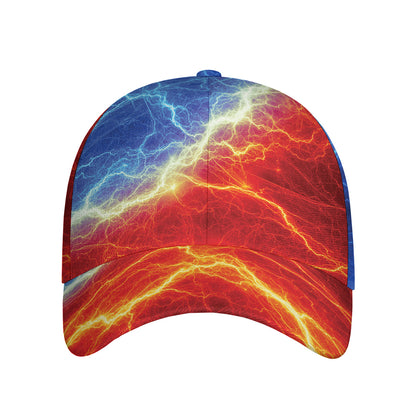 Blue And Red Lightning Print Baseball Cap