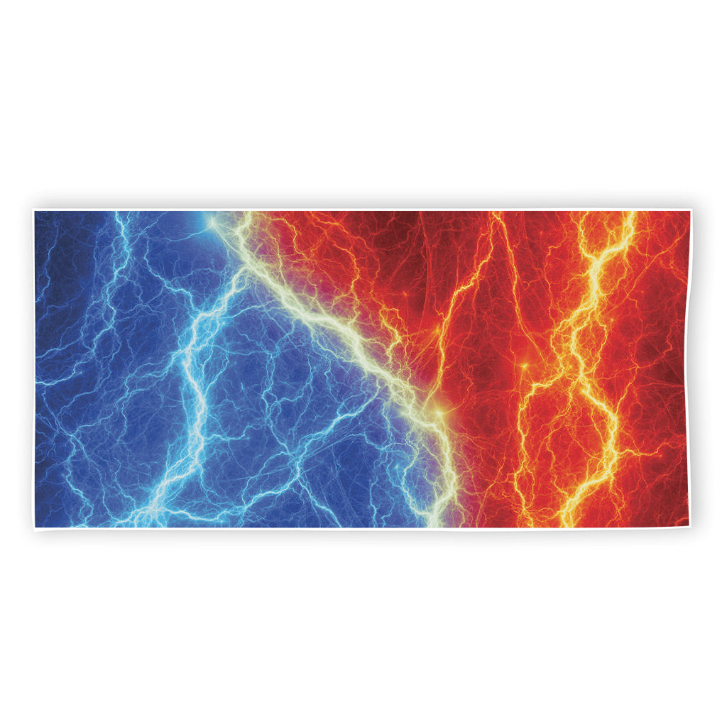 Blue And Red Lightning Print Beach Towel