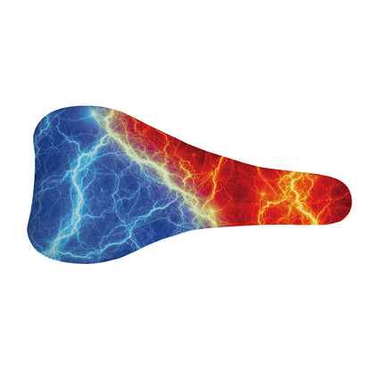 Blue And Red Lightning Print Bicycle Seat Cover
