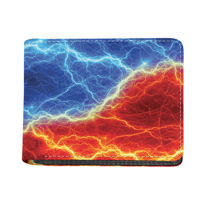 Blue And Red Lightning Print Bifold Wallet