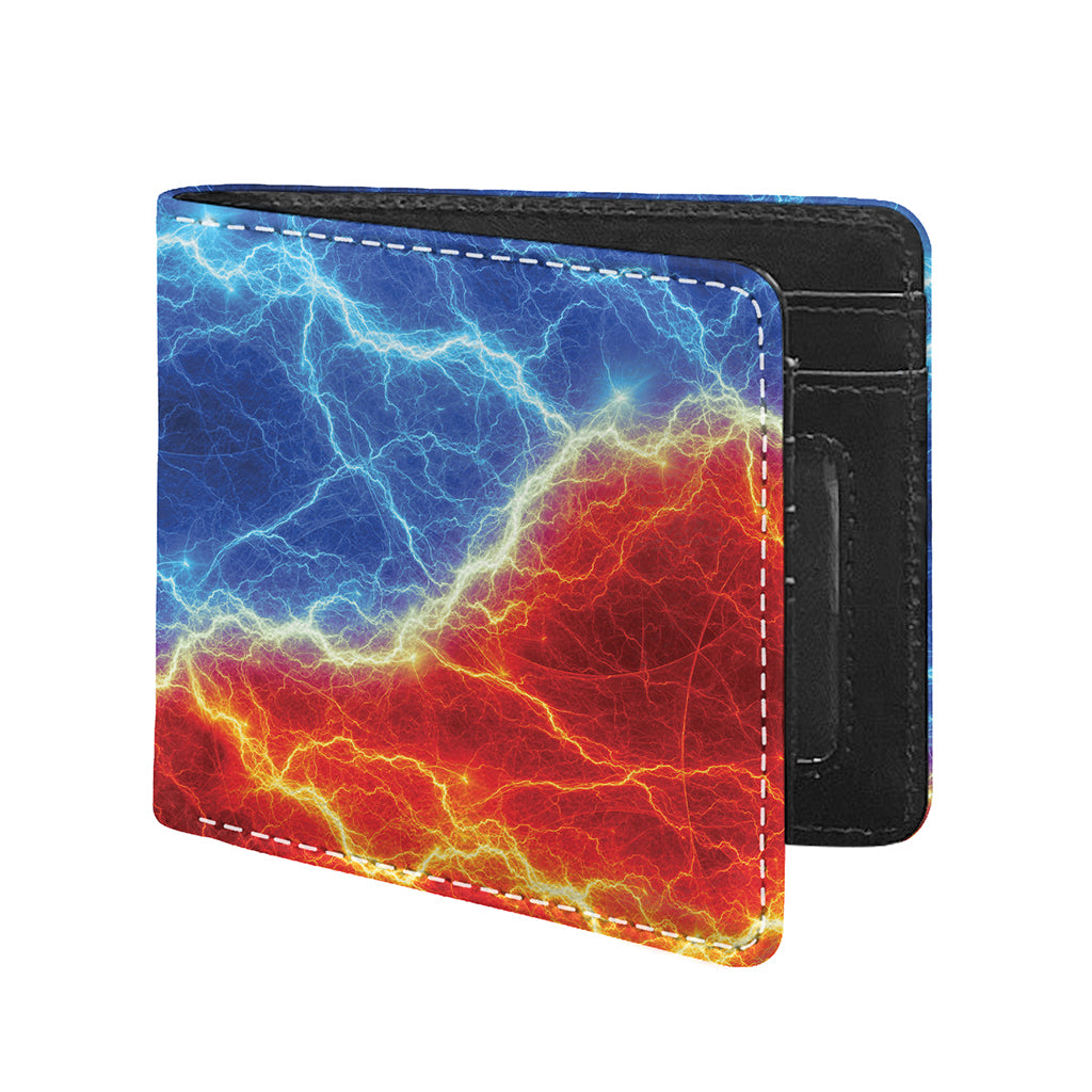 Blue And Red Lightning Print Bifold Wallet