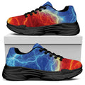 Blue And Red Lightning Print Black Chunky Shoes