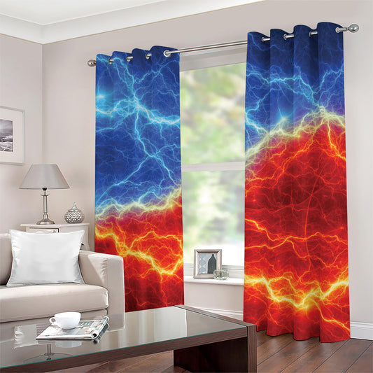 Blue And Red Lightning Print Blackout Grommet Curtains
