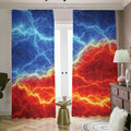 Blue And Red Lightning Print Dimout Pencil Pleat Curtains