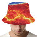 Blue And Red Lightning Print Bucket Hat