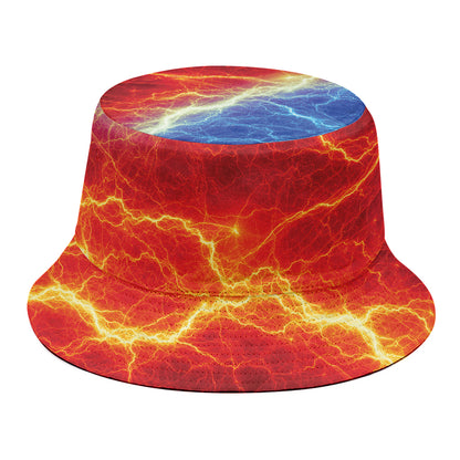 Blue And Red Lightning Print Bucket Hat