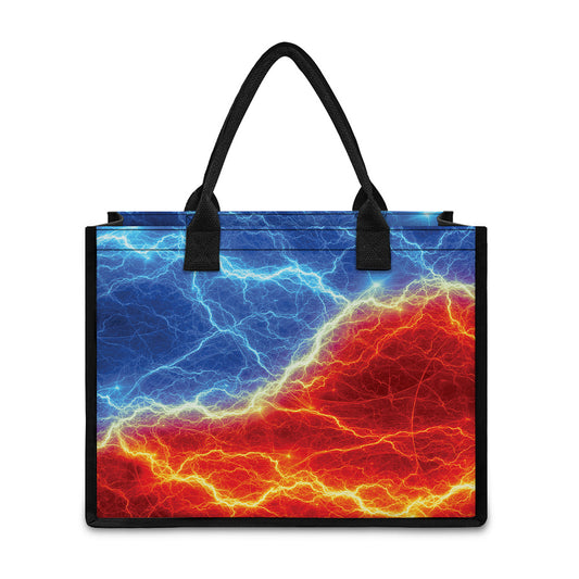 Blue And Red Lightning Print Canvas Tote Bag