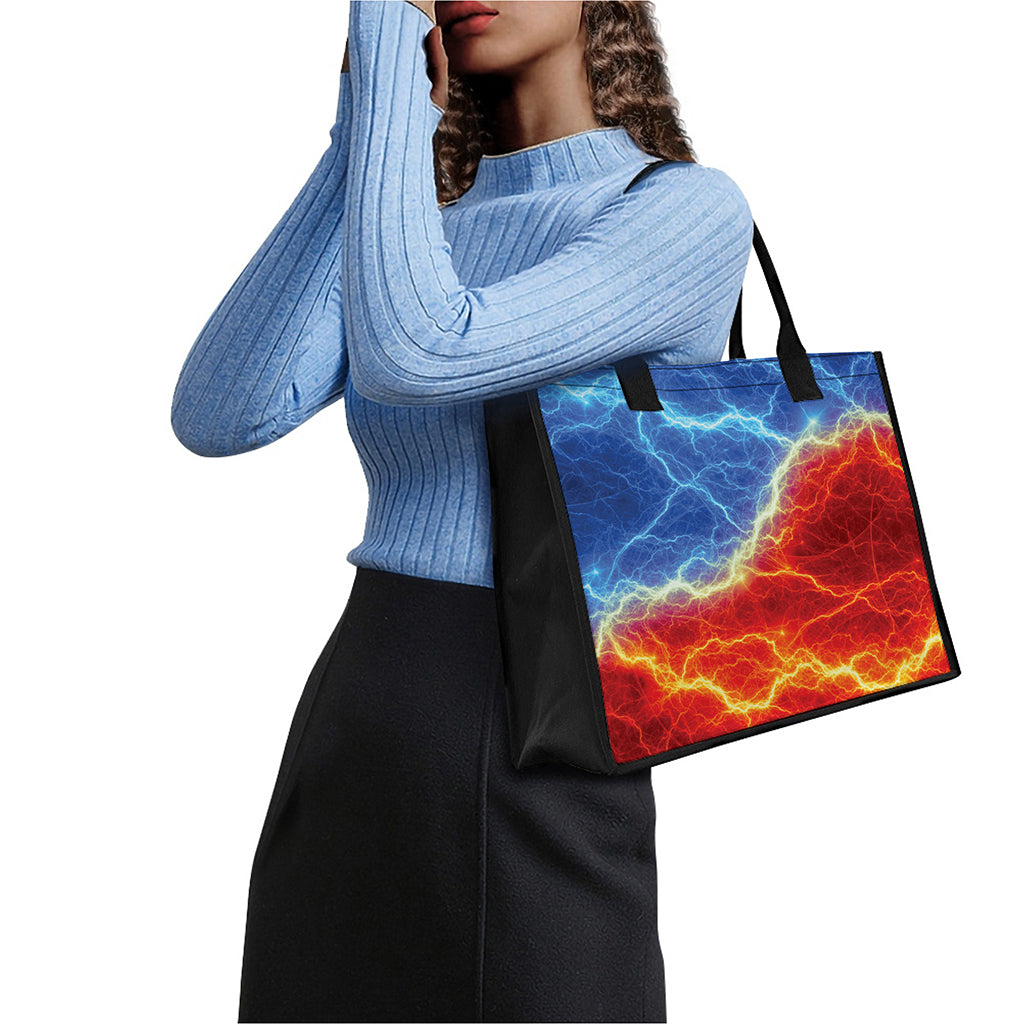 Blue And Red Lightning Print Canvas Tote Bag