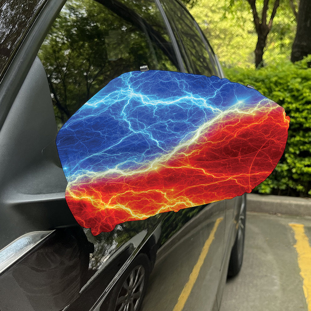 Blue And Red Lightning Print Car Side Mirror Covers