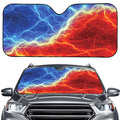 Blue And Red Lightning Print Car Windshield Sun Shade