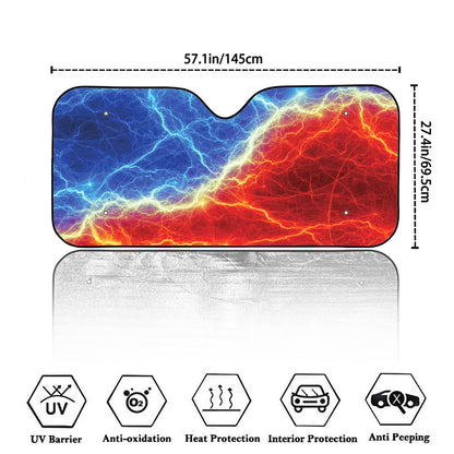 Blue And Red Lightning Print Car Windshield Sun Shade