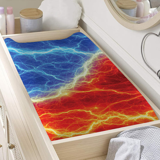 Blue And Red Lightning Print Changing Pad Cover