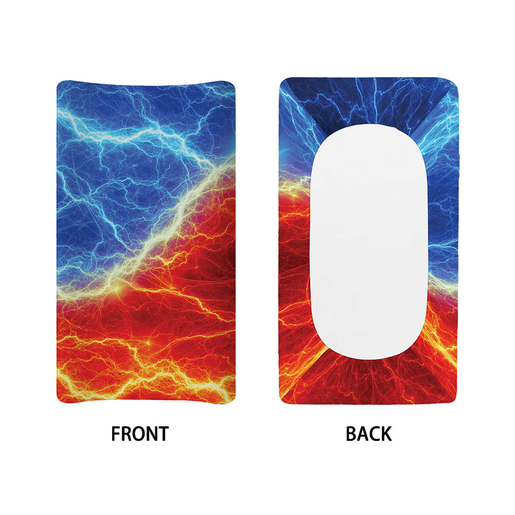 Blue And Red Lightning Print Changing Pad Cover