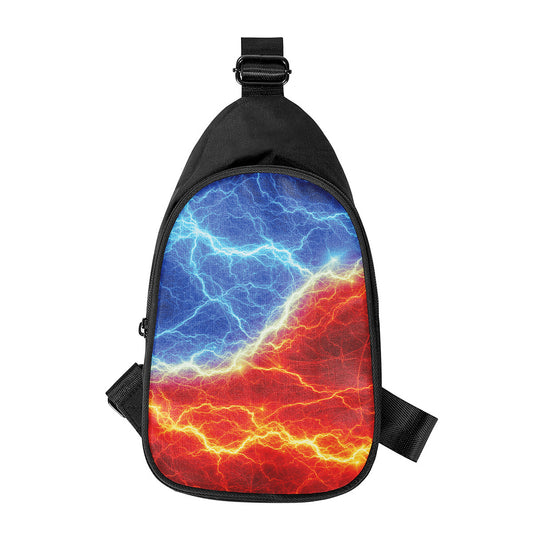 Blue And Red Lightning Print Chest Bag