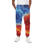 Blue And Red Lightning Print Cotton Pants