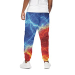 Blue And Red Lightning Print Cotton Pants