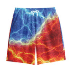 Blue And Red Lightning Print Cotton Shorts