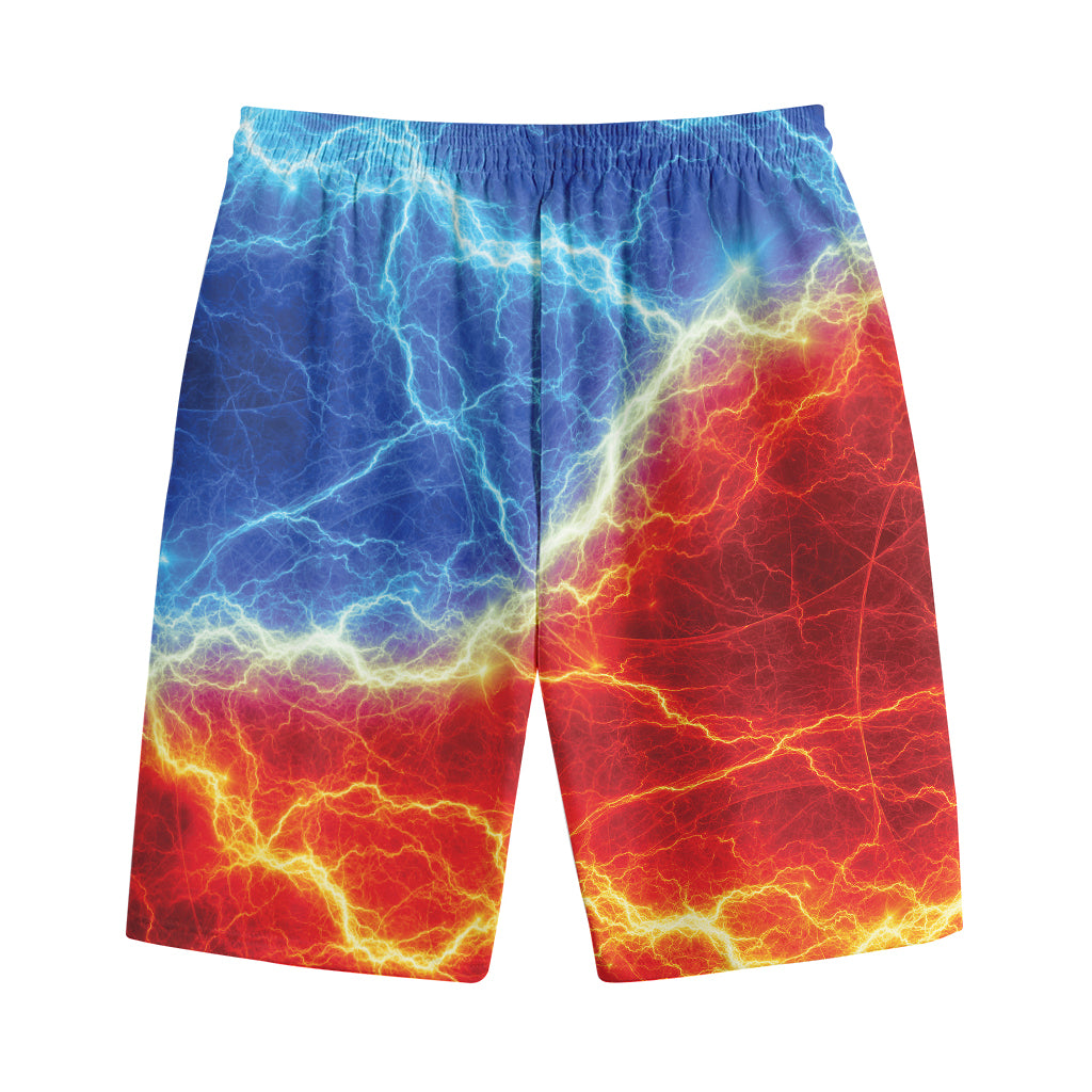 Blue And Red Lightning Print Cotton Shorts